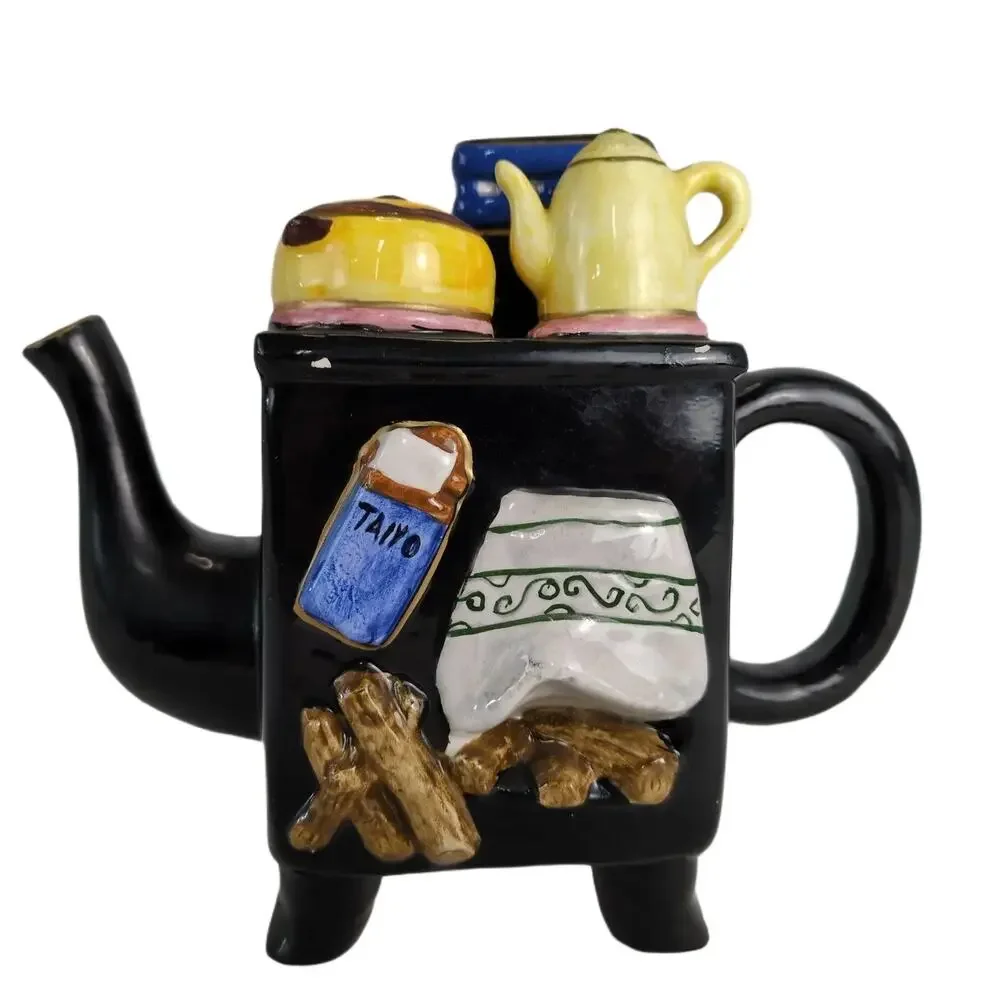 Vintage Novelty Buchase Old Cook Stove Oven Ceramic‎ Tea Pot Teapot Cottagecore
